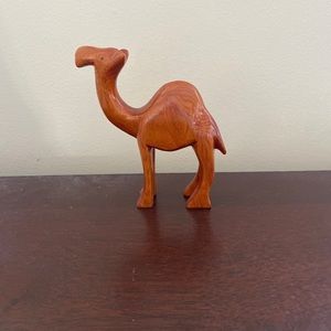 Vintage Hand Carved Wood Camel Figurine Mid-Century Modern